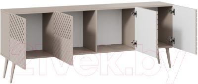 Тумба ТриЯ Танго ТВ тип 1 с опорами (глиняно серый/холст латте/бежевый)