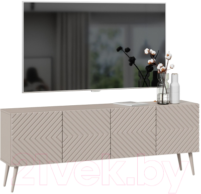 Тумба ТриЯ Танго ТВ тип 1 с опорами (глиняно серый/холст латте/бежевый)