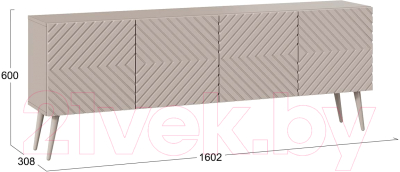 Тумба ТриЯ Танго ТВ тип 1 с опорами (глиняно серый/холст латте/бежевый)