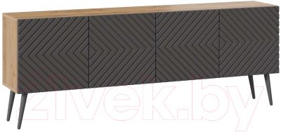 Тумба ТриЯ Танго ТВ тип 1 с опорами (дуб крафт золотой/холст вулкан/серый) - фото