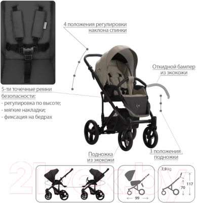 Детская универсальная коляска Bebetto Magnum Light 2 в 1 