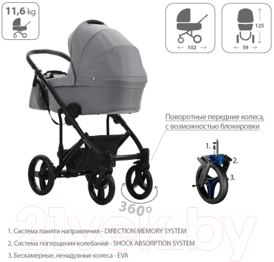 Детская универсальная коляска Bebetto Magnum Light 2 в 1 