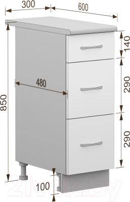 Шкаф-стол кухонный Кортекс-мебель Корнелия Лира НШ30р3ш
