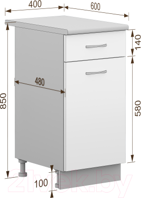Шкаф-стол кухонный Кортекс-мебель Корнелия Лира НШ40р1ш