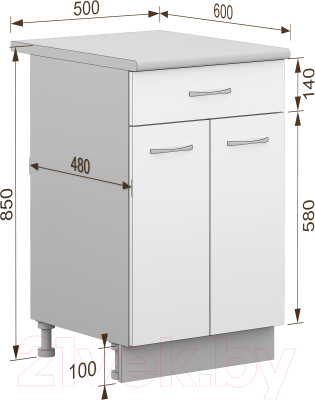 Шкаф-стол кухонный Кортекс-мебель Корнелия Лира НШ50р1ш