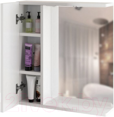 Шкаф с зеркалом для ванной Mixline Квадро 65 L 551701 (с подсветкой)