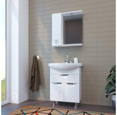 Шкаф с зеркалом для ванной Mixline Квадро 65 L 551701 (с подсветкой)