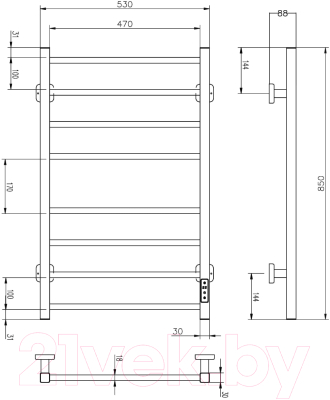 Полотенцесушитель электрический Roxen Square BK-109S-8T / 11050-5385C