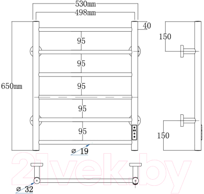 Полотенцесушитель электрический Roxen Caspia BK-109W-6T / 11070-5365B