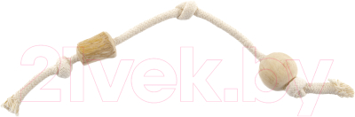 Игрушка для собак Coffee Wood Канат с кофейным бочонком и шариком / KNOTTUG/CW-L - фото