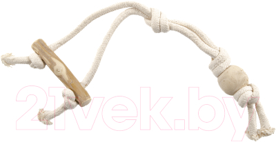 Игрушка для собак Coffee Wood Канатный грейфер с кофейной палочкой и шариком / ROPETUG/CW - фото