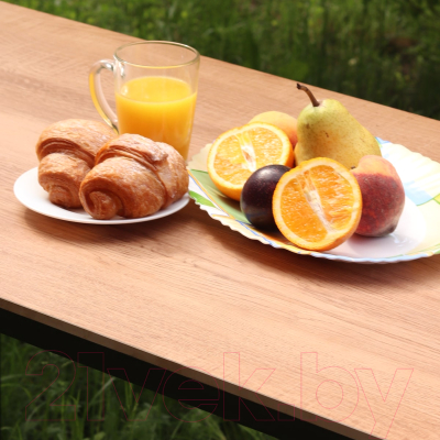 Стол садовый Millwood Сеул керамогранит 120x60x75 (дерево вуд/металл черный)