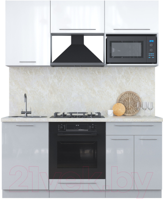 Кухонный гарнитур Интерлиния Мила Пластик 1.7 ВТ - фото