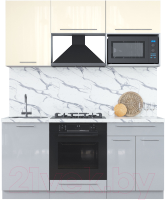 Кухонный гарнитур Интерлиния Мила Пластик 1.7 ВТ - фото