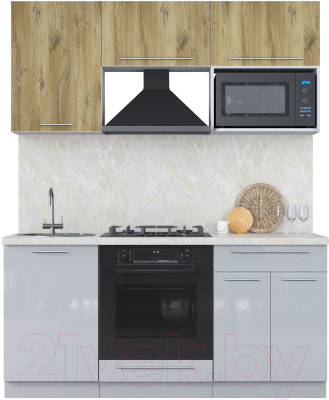 Кухонный гарнитур Интерлиния Мила Пластик 1.7 ВТ - фото