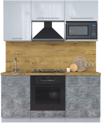 Кухонный гарнитур Интерлиния Мила Пластик 1.7 ВТ - фото