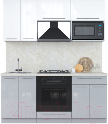 Кухонный гарнитур Интерлиния Мила Пластик 1.8 ВТ - фото