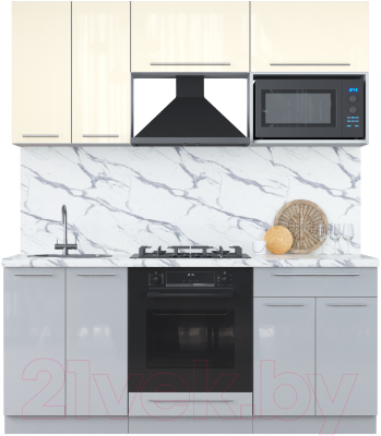 Кухонный гарнитур Интерлиния Мила Пластик 1.8 ВТ - фото