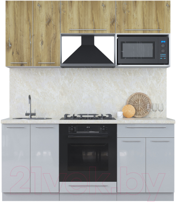 Кухонный гарнитур Интерлиния Мила Пластик 1.8 ВТ - фото