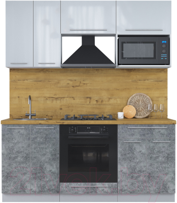 Кухонный гарнитур Интерлиния Мила Пластик 1.8 ВТ - фото