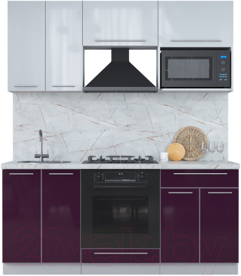 Кухонный гарнитур Интерлиния Мила Пластик 1.8 ВТ - фото