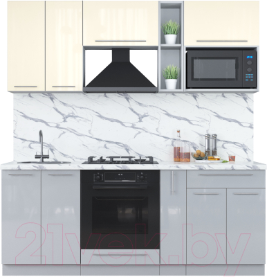 Кухонный гарнитур Интерлиния Мила Пластик 2.0 ВТ - фото