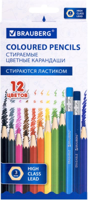 Набор цветных карандашей Brauberg Стираемые / 181932