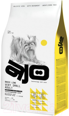 Сухой корм для собак AJO Very Small Adult для миниат. пород с гречкой, индейка и ягненок - фото