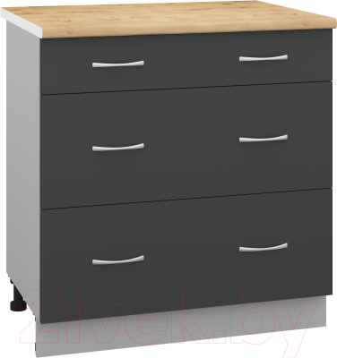 Шкаф-стол кухонный Кортекс-мебель Корнелия Лира НШ80р3ш - фото