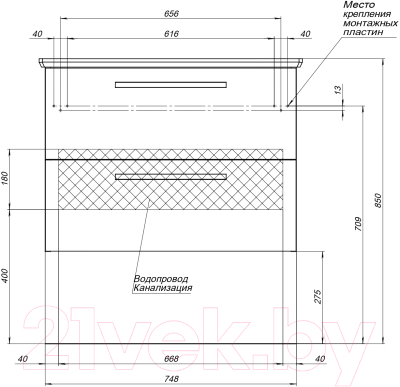 Тумба под умывальник Dreja Gio 80 / 77.0104D (дуб кантри)
