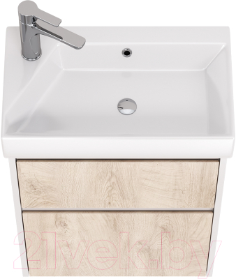 Тумба под умывальник Dreja Slim 55 / 99.0500 (белый глянцевый/дуб кантри)