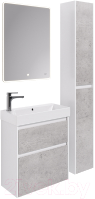 Тумба под умывальник Dreja Slim 65 / 99.0503 (белый глянцевый/бетон)