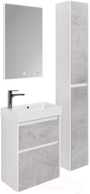 Шкаф-пенал для ванной Dreja Slim 30 / 99.0505 (белый глянцевый/бетон)