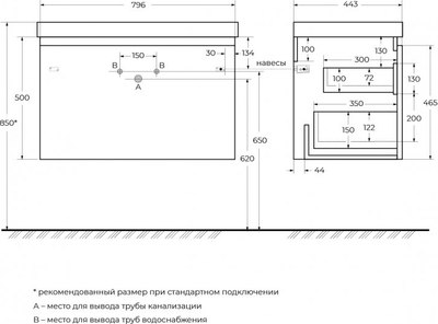 Тумба под умывальник Cezares GIUBILEO-N-80-1C-SO-FS-P