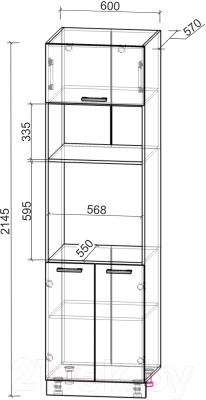 Шкаф-пенал кухонный Интерлиния Компо ПШД-№18-2145