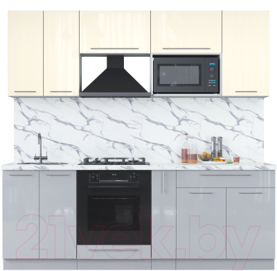 Кухонный гарнитур Интерлиния Мила Пластик 2.2 ВТ - фото