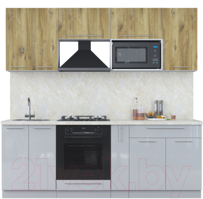Кухонный гарнитур Интерлиния Мила Пластик 2.2 ВТ - фото