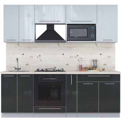 Кухонный гарнитур Интерлиния Мила Пластик 2.2 ВТ - фото