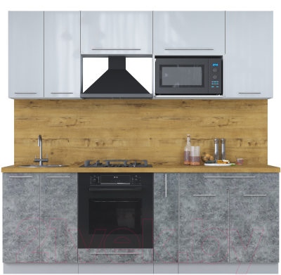 Кухонный гарнитур Интерлиния Мила Пластик 2.2 ВТ - фото