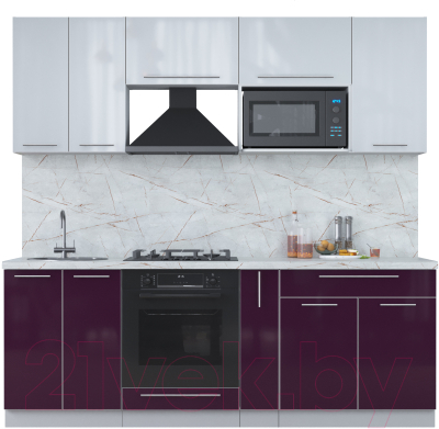 Кухонный гарнитур Интерлиния Мила Пластик 2.2 ВТ - фото