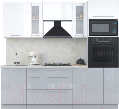 Кухонный гарнитур Интерлиния Мила Пластик 2.3 ВТ - фото