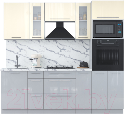 Кухонный гарнитур Интерлиния Мила Пластик 2.3 ВТ - фото