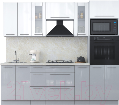 Кухонный гарнитур Интерлиния Мила Пластик 2.4 ВТ - фото