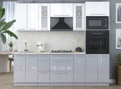 Кухонный гарнитур Интерлиния Мила Пластик 2.4 ВТ