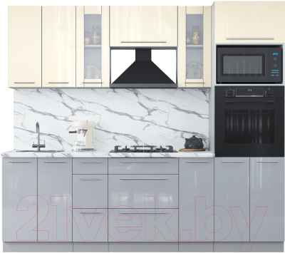 Кухонный гарнитур Интерлиния Мила Пластик 2.4 ВТ - фото