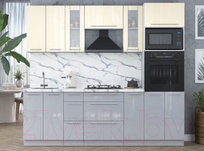 Кухонный гарнитур Интерлиния Мила Пластик 2.4 ВТ