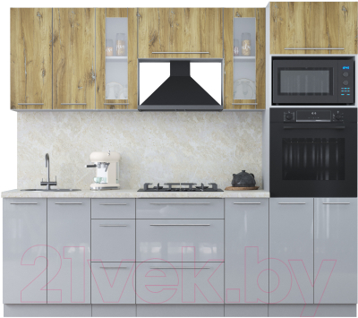 Кухонный гарнитур Интерлиния Мила Пластик 2.4 ВТ - фото
