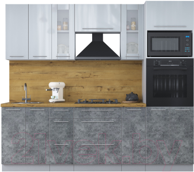 Кухонный гарнитур Интерлиния Мила Пластик 2.4 ВТ - фото