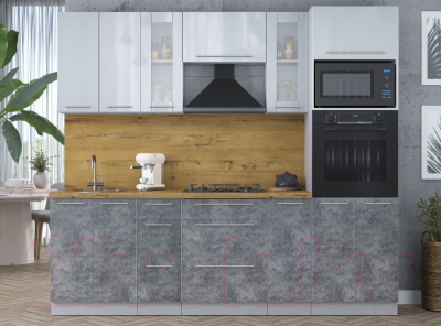 Кухонный гарнитур Интерлиния Мила Пластик 2.4 ВТ