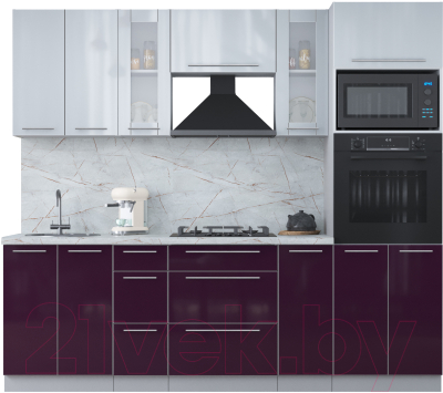 Кухонный гарнитур Интерлиния Мила Пластик 2.4 ВТ - фото